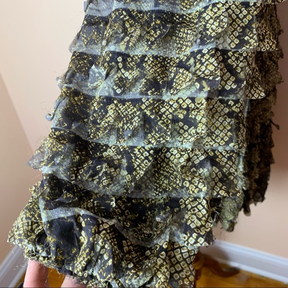 New! Rare ULLA JOHNSON Runway Snakeskin Chiffon Silk Cut-Out Tiered Dress - Picture 11 of 16